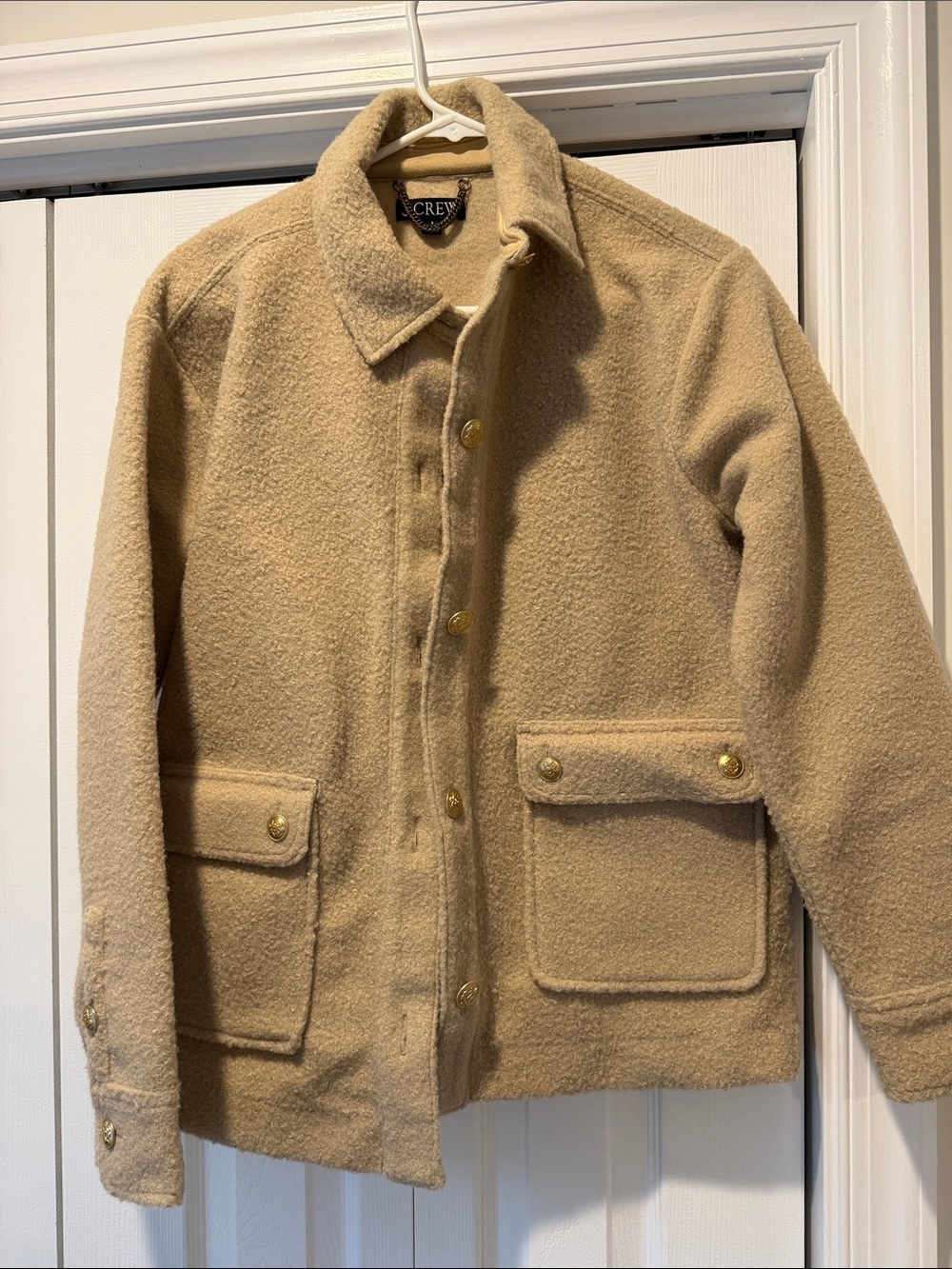 J. Crew Tan Teddy Jacket with Gold Buttons